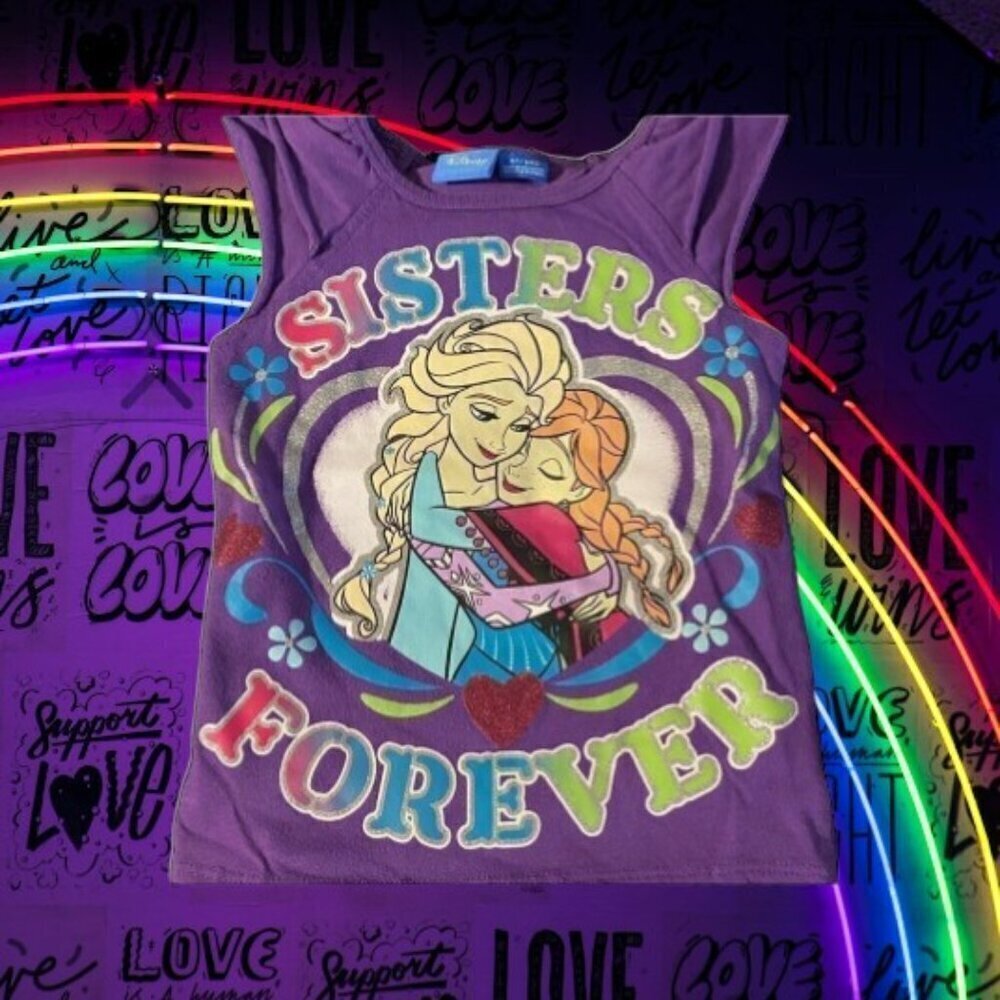 Disney Elsa & Anna Sisters Forever Glitter Graphic Tee